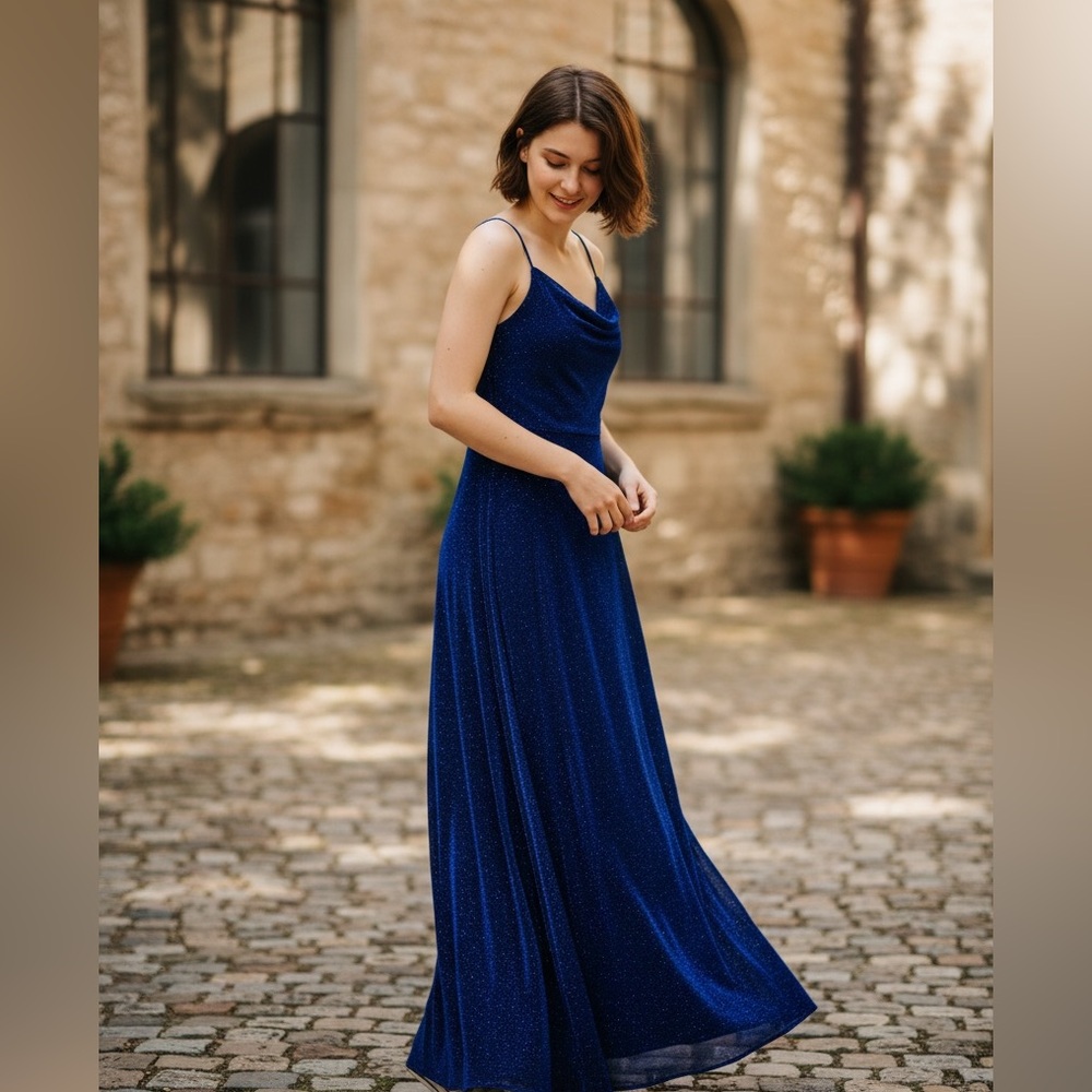 Reitmans Elegant Midnight Blue Maxi Dress Size 11 EUC - Picture 8 of 8